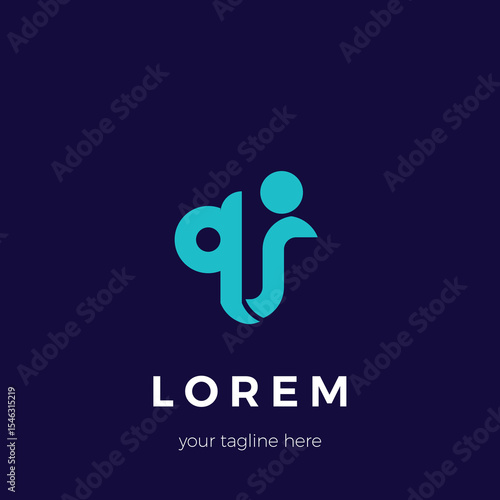 qi logo design template vector illustration minimalist design