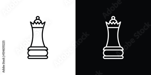 Chess queen icon in black. flat graphic vector icon