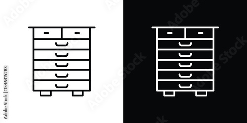 Chest of drawers icon in black. flat graphic vector icon