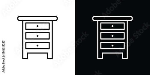Chest of drawers icon in black. flat graphic vector icon