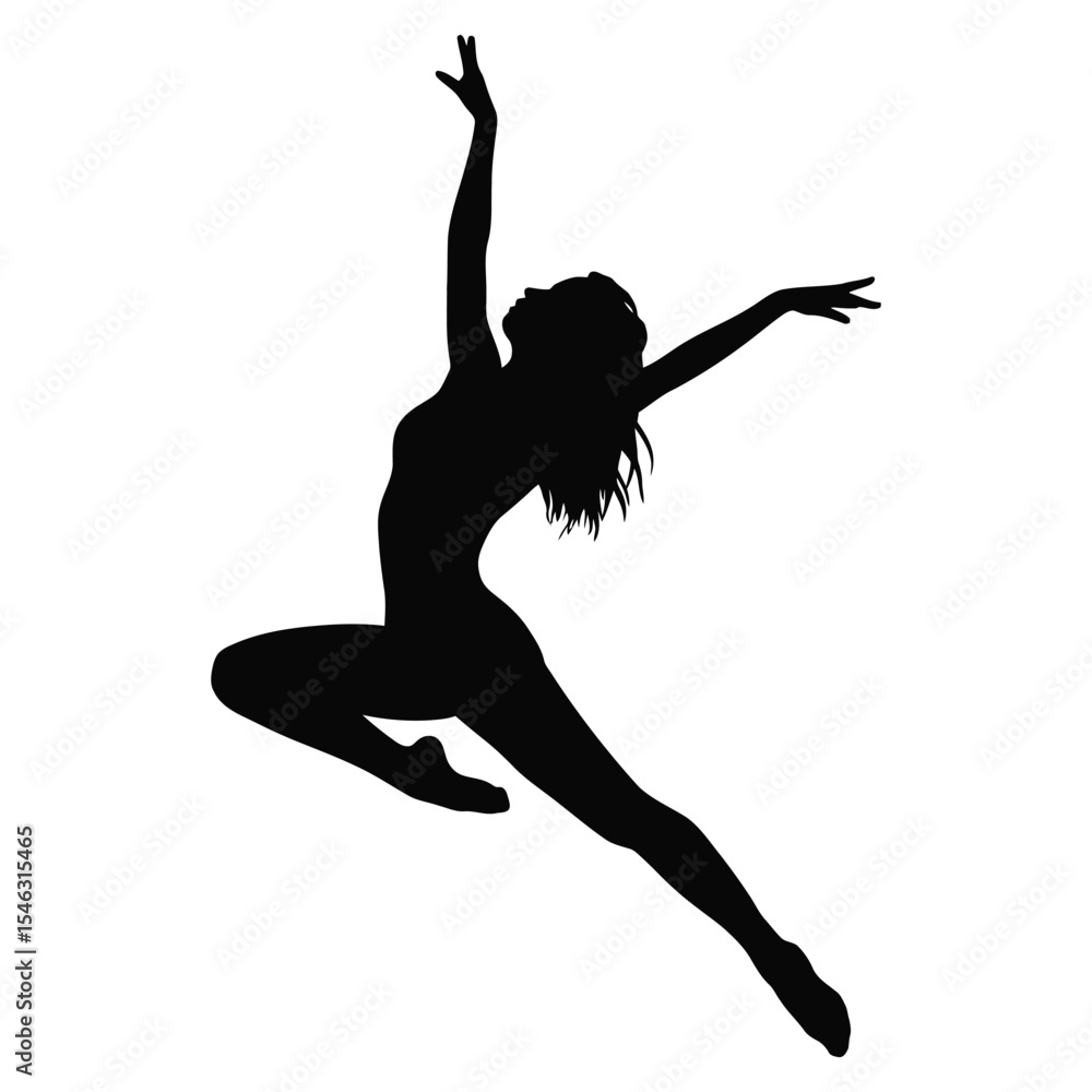 woman in Leap with extended arms dance pose, A dynamic silhouette of a woman dancing, showcasing a moment of athleticism and grace. woman in Leap with extended arms dance pose, A dynamic silhouette of a woman dancing, showcasing a moment of athleticism and grace.