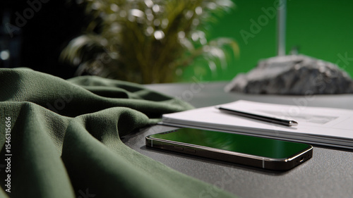 Modern Workspace with Smartphone and Notepad