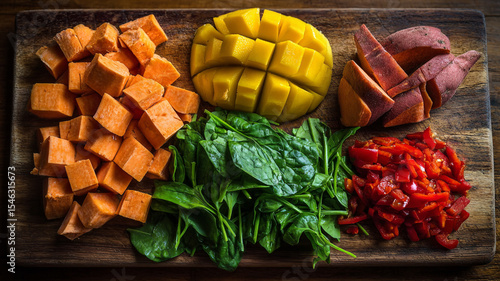 Fresh Ingredients on a Wooden Cutting Board