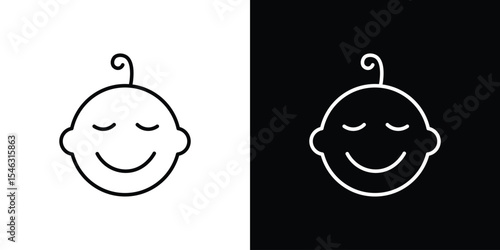 Child face icon in black. flat graphic vector icon