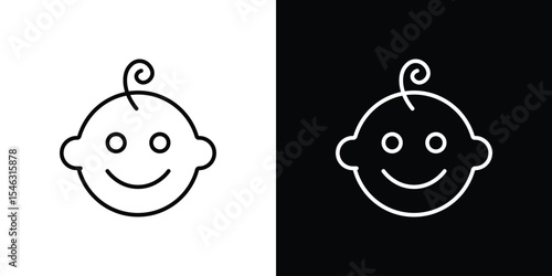 Child face icon in black. flat graphic vector icon