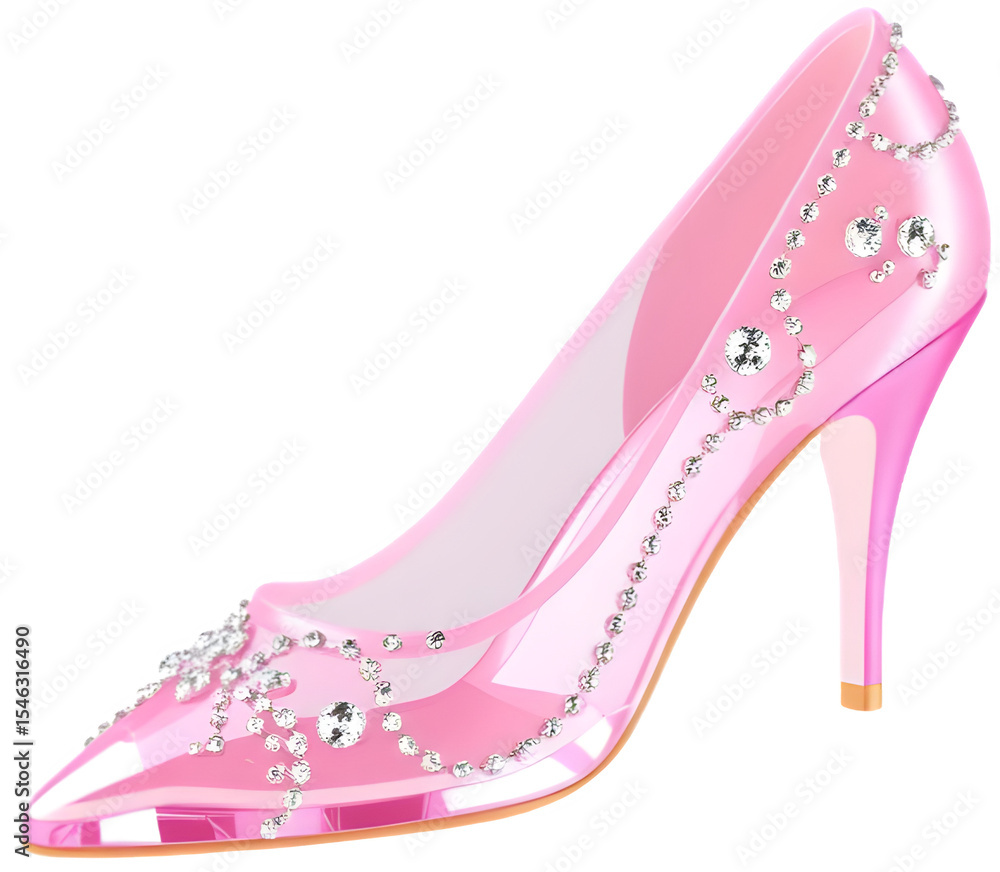Obraz premium 투명 핑크 공주구두Transparent pink princess shoes
