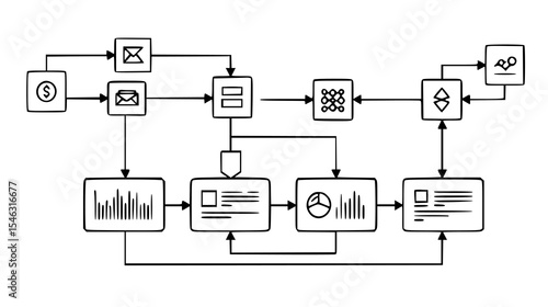 Flowchart illustrating a data processing workflow. Suitable for technology, data analysis, and software development