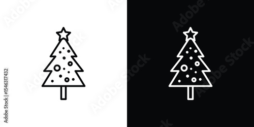 Christmas tree icon in black. flat graphic vector icon