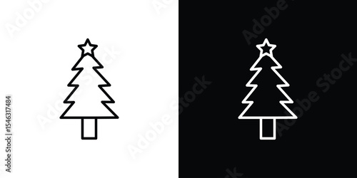Christmas tree icon in black. flat graphic vector icon