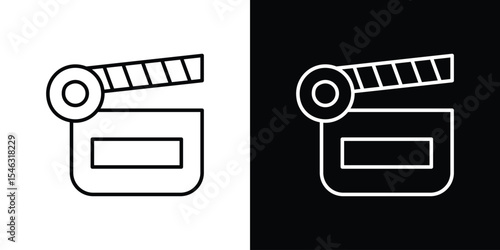 Cinema flapper icon in black. flat graphic vector icon