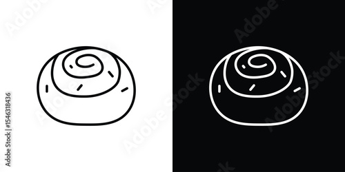 Cinnamon roll icon in black. flat graphic vector icon