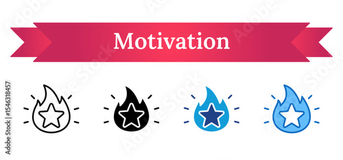 Motivation - Multi Style Icon - Star inside flame, symbolizing passion, drive, and personal or professional motivation
