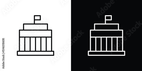 City hall building icon in black. flat graphic vector icon