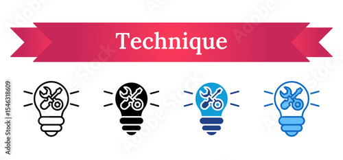 Technique - Multi Style Icon - A light bulb with tools inside, symbolizing smart application of technical methods