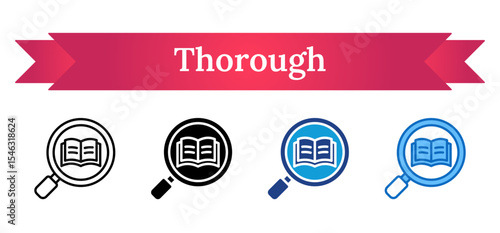 Thorough - Multi Style Icon - A book within a circular arrow loop, symbolizing careful, thorough review or detailed learning