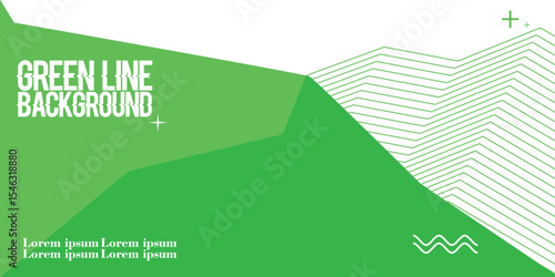 green line Abstract wavy background. Thin line on white