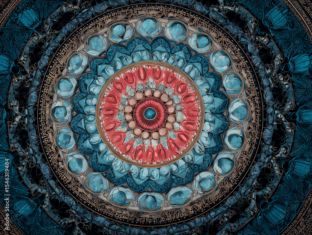 Obraz premium Ornate circular floral pattern design with a seamless vintage ethnic mandala illustration