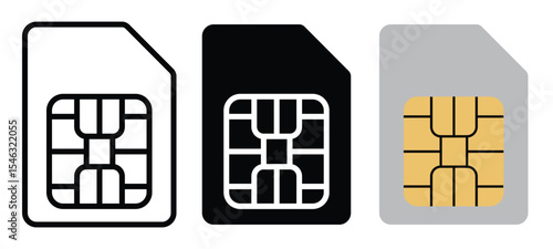 sim card icon sign vector. Sim card icon Flat outline fill set. SIM icon set in different style vector illustration on white background
