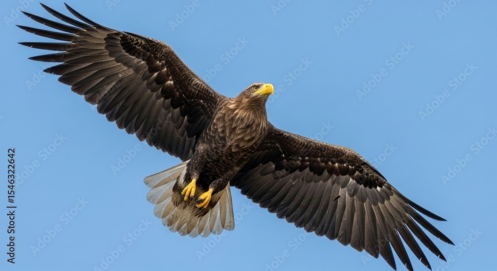 Fototapeta premium Majestic eagle soaring through a clear sky.
