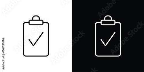 Clipboard check icon in black. flat graphic vector icon