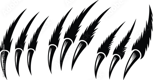 Sharp Animal Claws Vector, Wild Beast Talon Silhouette Collection.