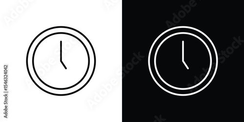 Clock-five icon in black. flat graphic vector icon