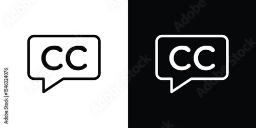 Closed caption icon in black. flat graphic vector icon