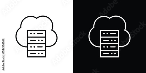 Cloud server icon in black. flat graphic vector icon
