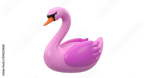 Fototapeta Naklejka Na Ścianę i Meble -  Pink swan inflatable, 3d rendered isolated on transparent background