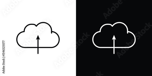 Cloud upload icon in black. flat graphic vector icon