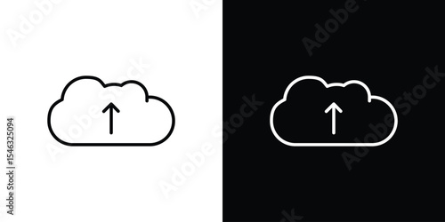 Cloud upload icon in black. flat graphic vector icon
