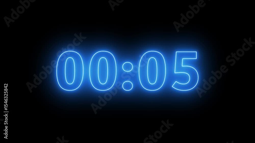 Bright neon 10 seconds countdown timer animation from 10 to 0 seconds on a black background.