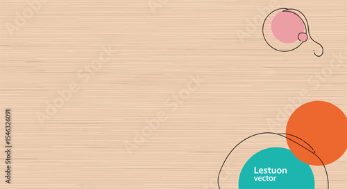 Abstract Composition of Circles and Lines on Wood Grain Background Creates a Unique Aesthetic