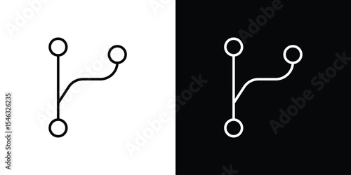 Code branch icon in black. flat graphic vector icon