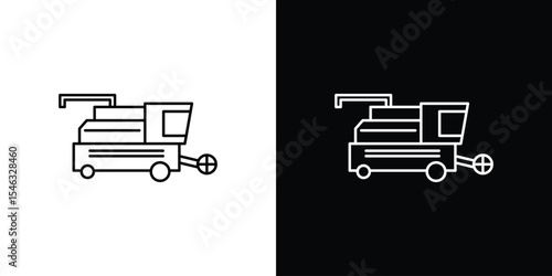 Combine harvester icon in black. flat graphic vector icon