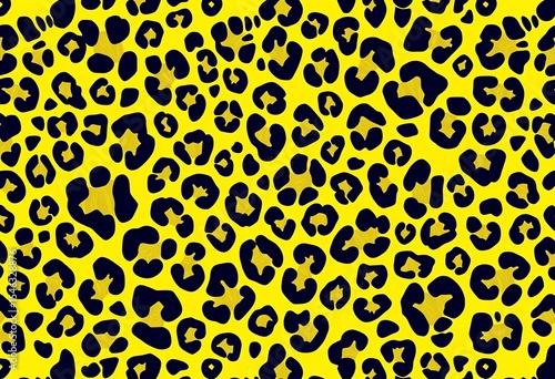 Vibrant yellow & black leopard print, seamless, extravagant design,  dark,  abstract