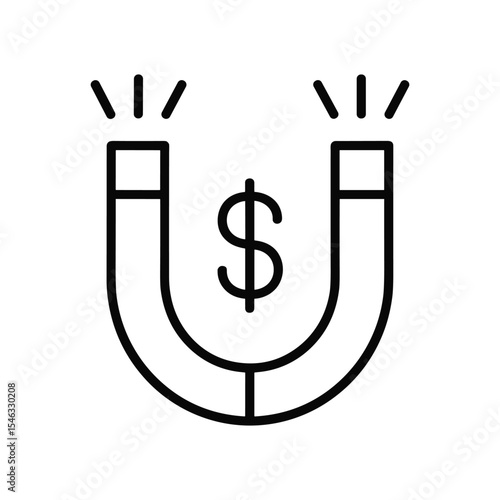 Magnet attracting dollar sign, financial success concept