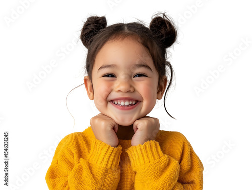 Portrait of happy little kid laughing,PNG,clipart,transparent background,copy space,web banner.