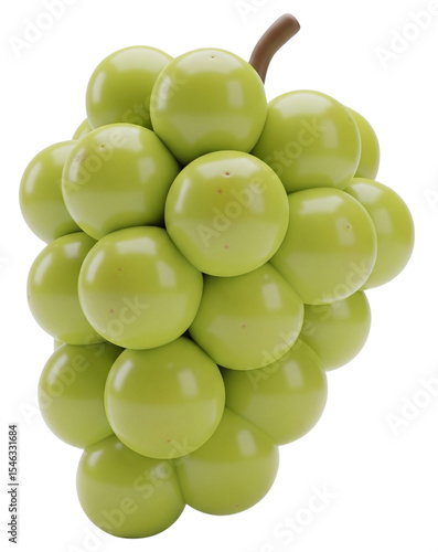 Minimalist 3D Green Shine Muscat Grapes on Transparent Background for Food Design