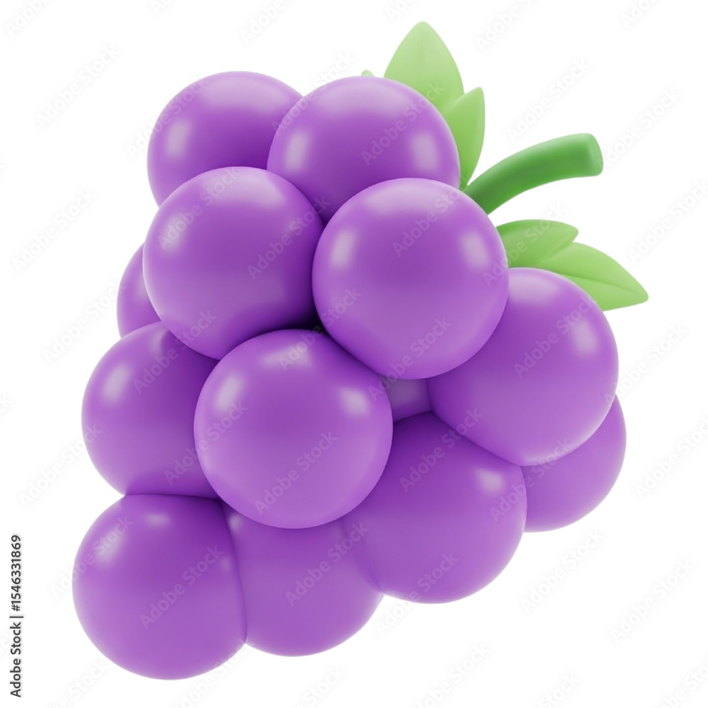 Fototapeta premium Cute and Minimal 3D Render of Grapes, Perfect for Menu Illustration.