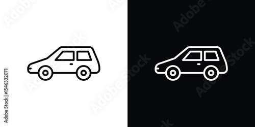Compact car icon in black. flat graphic vector icon