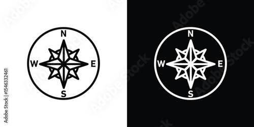 Compass icon in black. flat graphic vector icon