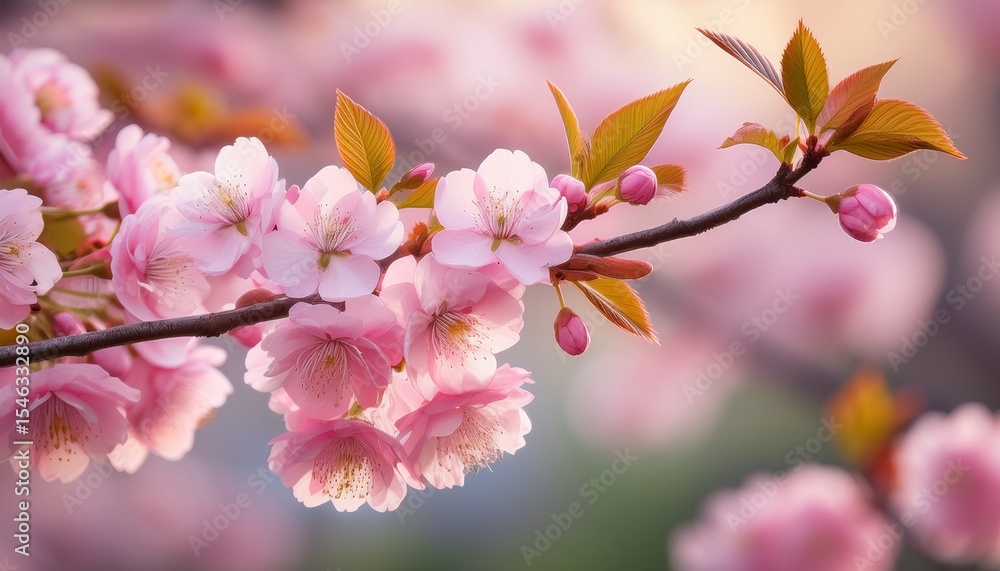pink cherry blossom flowers blooming on branch in spring pink cherry blossom flowers blooming on branch in spring