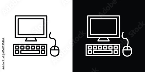 Computer icon in black. flat graphic vector icon