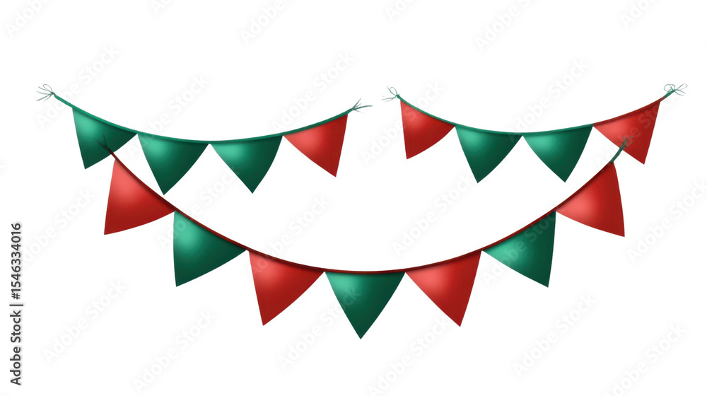 Fototapeta premium set of two red and green bunting banner on white background