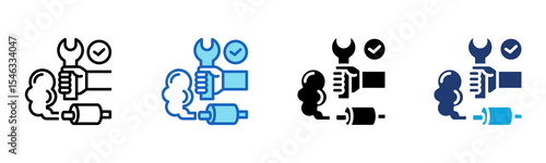 Exhaust Check icon Multi Style Vector Illustration 
