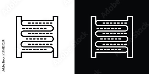 Condenser coil icon in black. flat graphic vector icon