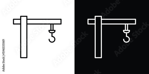 Construction crane icon in black. flat graphic vector icon