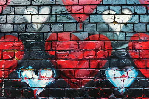 Art under ground. Beautiful street art graffiti style. The wall is decorated with abstract drawings house paint. Modern iconic urban culture of street youth. Abstract stylish picture on wall
