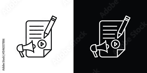 Content marketing icon in black. flat graphic vector icon